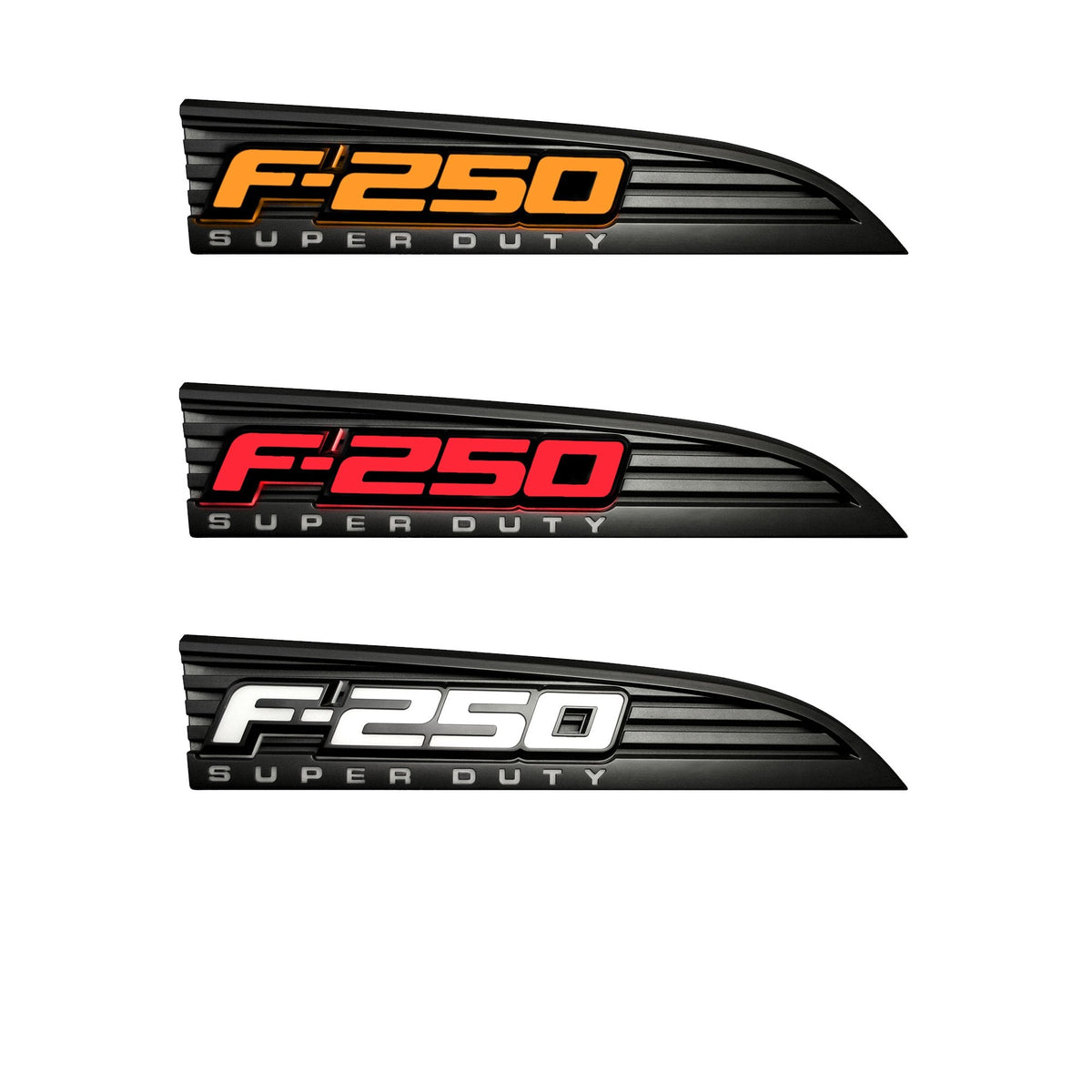 Ford F350 11-16 Illuminated Emblems Black Chrome in Amber, Red &amp; White
