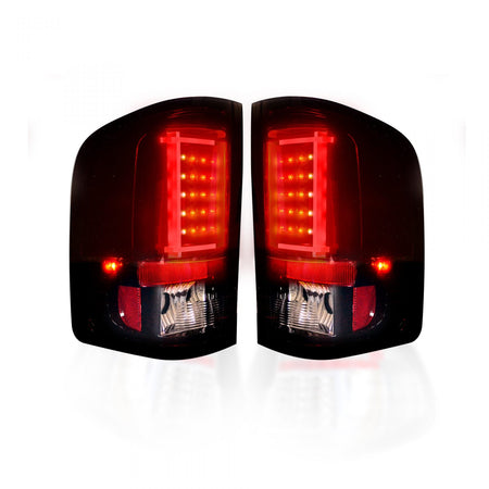 Chevy Silverado Single-Wheel 07-13 &amp; Dually 07-14 &amp; GMC Sierra 07-14 Tail Lights OLED Red Smoked