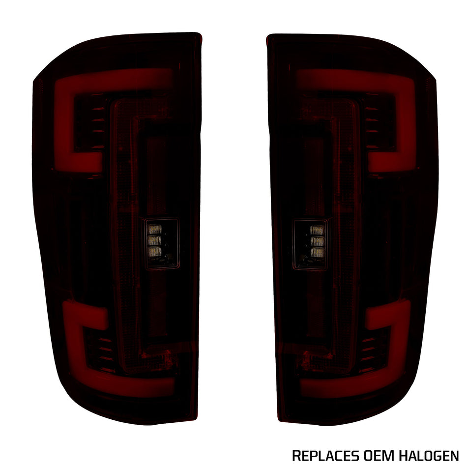 Ford Super Duty 20-22 F-250 F-350 F-450 F-550 (Replaces OEM Halogen) Tail Lights OLED in Dark Red Smoked