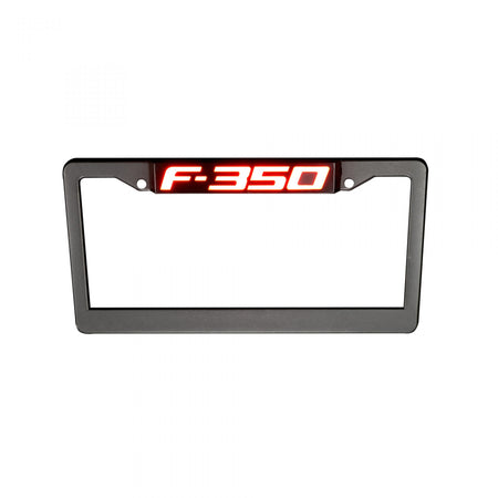 Ford F350 RED LED License Plate Frame in Black Billet Aluminum