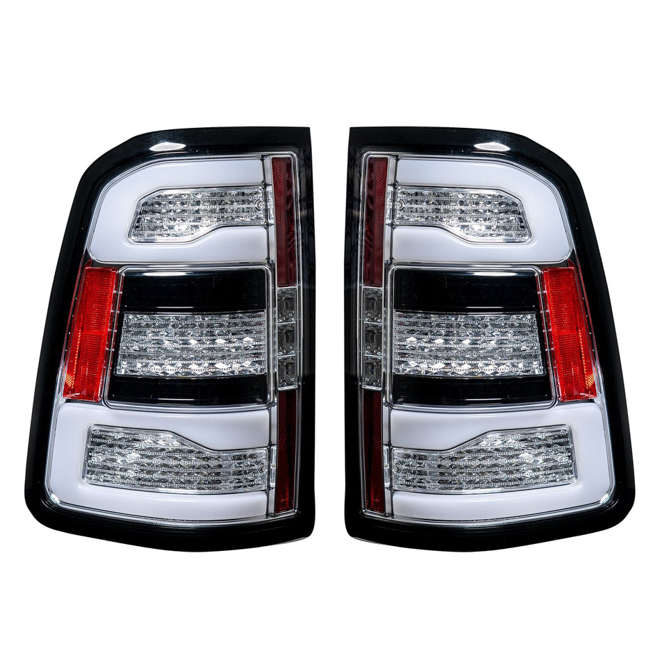 Dodge RAM 1500 19-23 OLED Tail Lights Replaces OEM Halogen Clear Scanning Amber Turn Signal