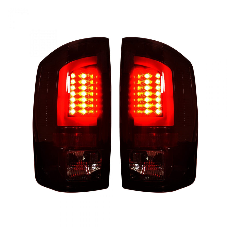 Dodge 07-08 RAM 1500 &amp;; 07-09 RAM 2500/3500 OLED TAIL LIGHTS Dark Red Smoked