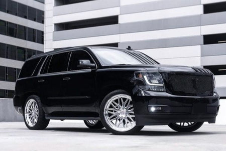 RECON 264400BKC Chevrolet Tahoe 15-19 PROJECTOR HEADLIGHTS w/ Ultra High Power Smooth OLED HALOS &amp; DRL - Smoked / Black