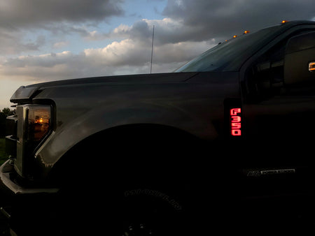 Ford F250 17-19 Illuminated Emblems Black Chrome in red 2