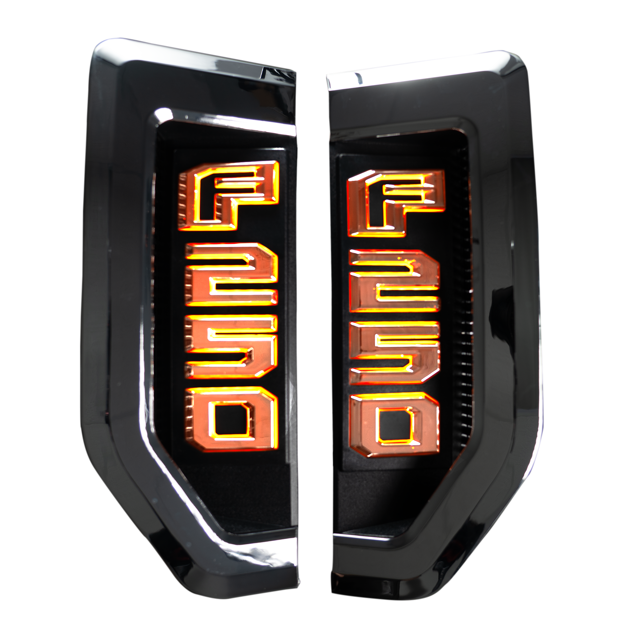 Ford F250 17-19 Illuminated Emblems Chrome in Amber