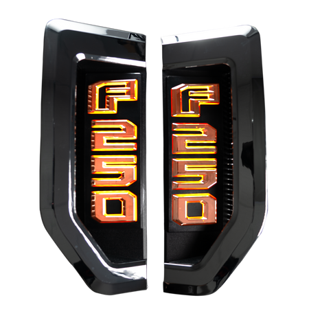 Ford F250 17-19 Illuminated Emblems Chrome in Amber