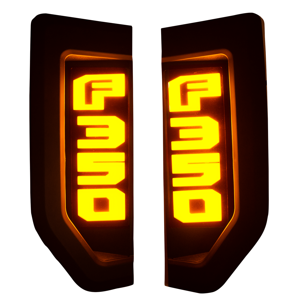 Ford F350 17-19 Illuminated Emblems Black Chrome in Amber Illumination