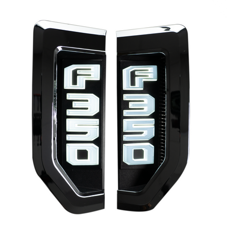 Ford F350 17-19 Illuminated Emblems Chrome in White
