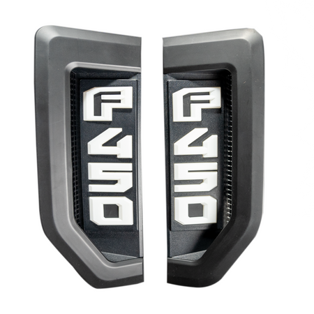 Ford F450 17-19 Illuminated Emblems Black Chrome White