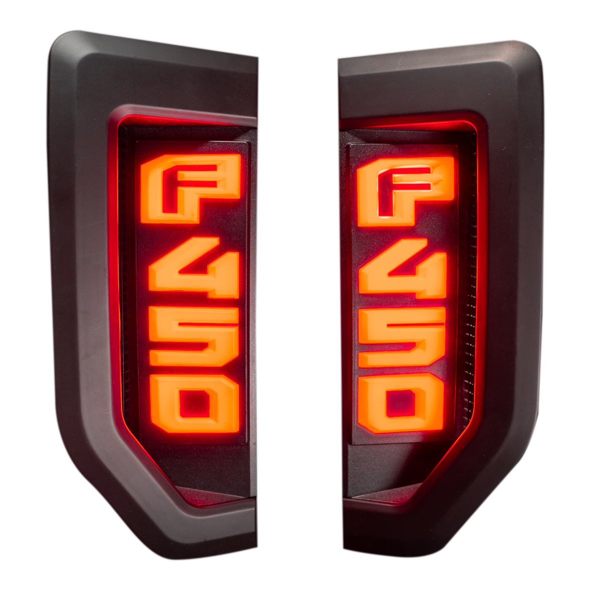 Ford F450 17-19 Illuminated Emblems Black Chrome Red