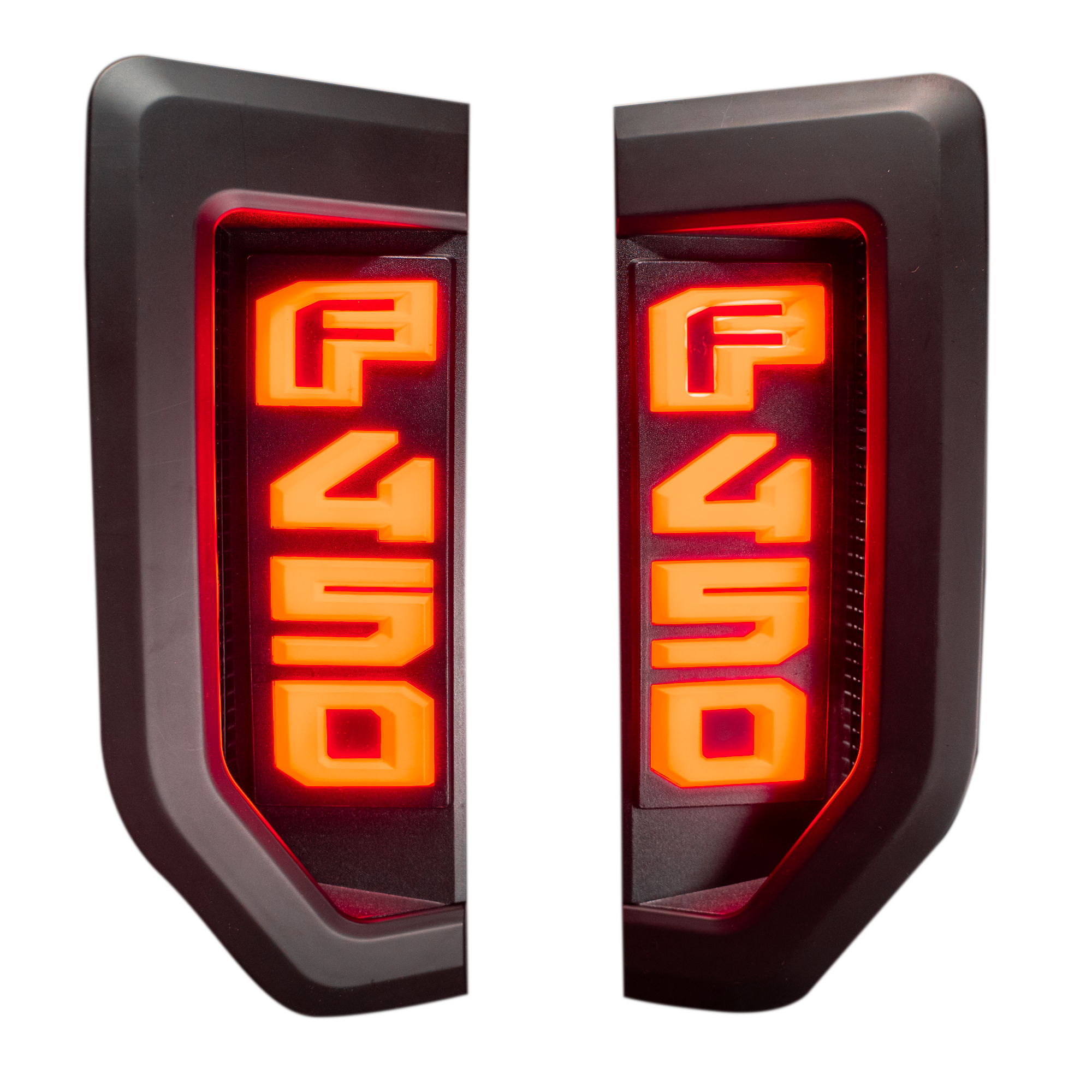 Ford F450 17-19 Illuminated Emblems Black Chrome Red