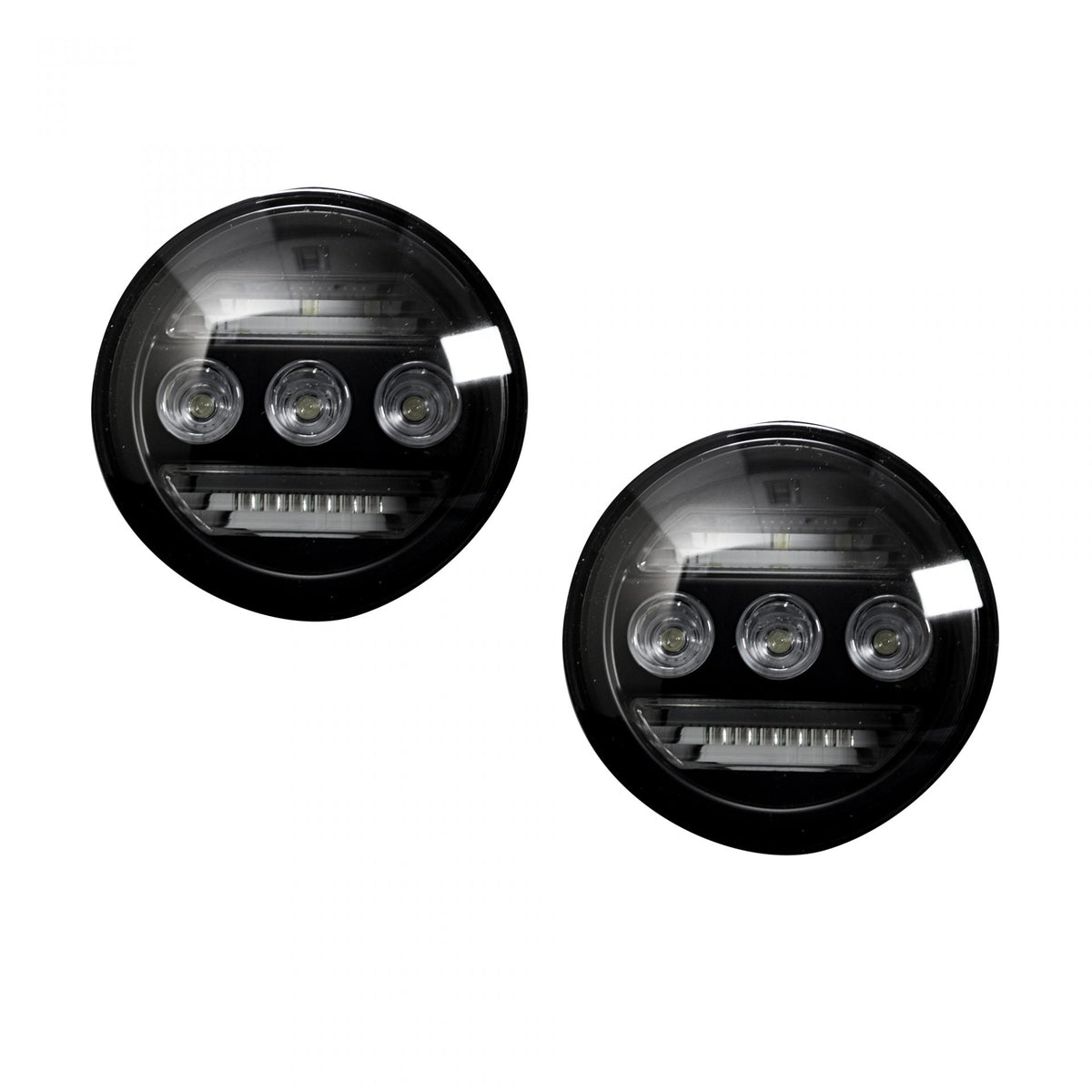 GMC Sierra &amp; Chevy Silverado 15-19 White LED 2-Piece Fog Lights Smoked/Black