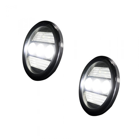 GMC Sierra &amp; Chevy Silverado 15-19 White LED 2-Piece Fog Lights Smoked/Black