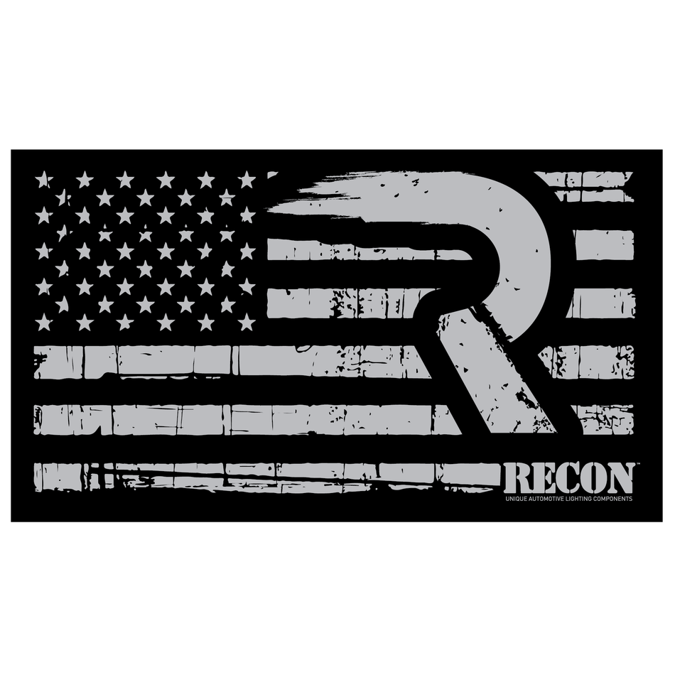 American Flag Horizontal Sticker - Black & Silver