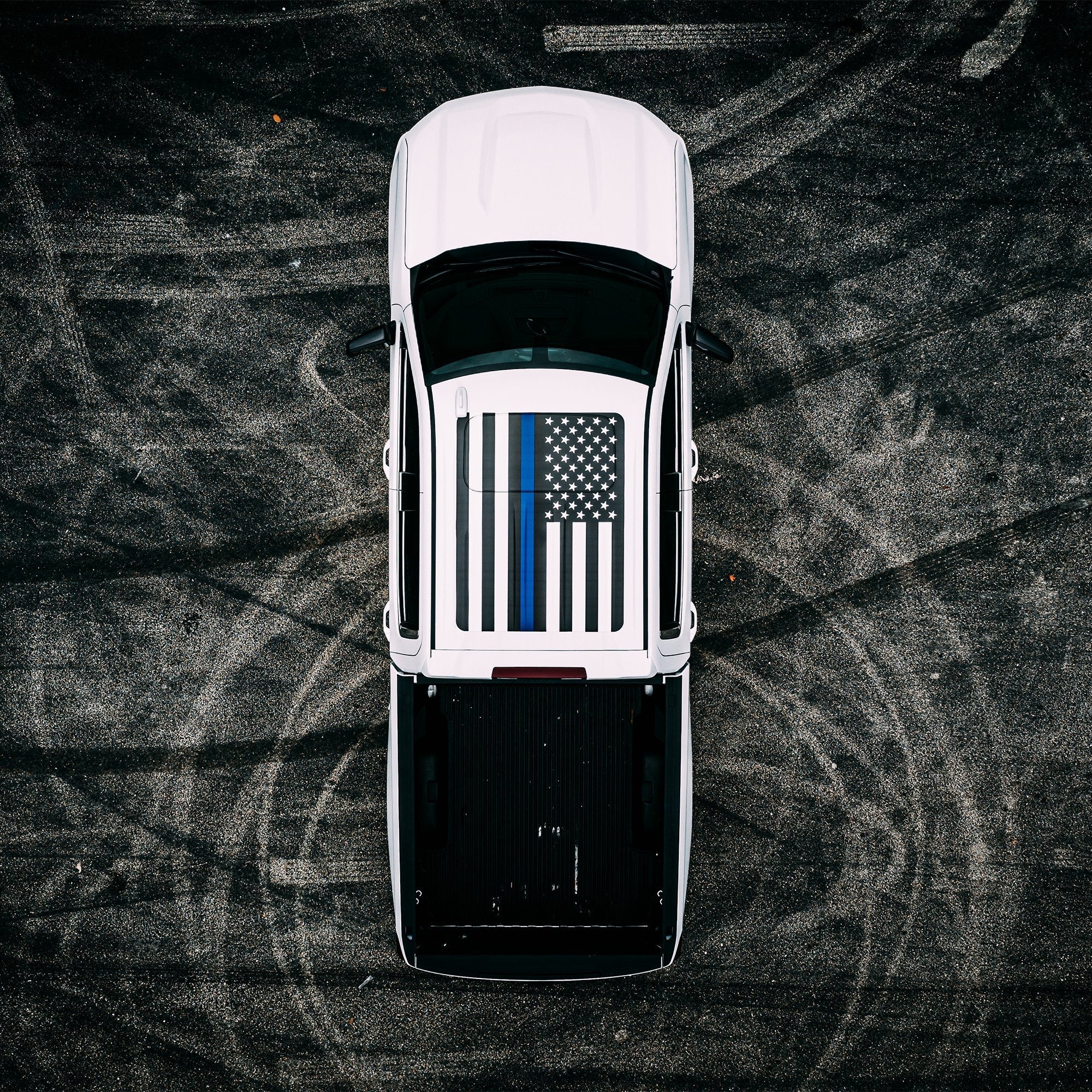 Roof Vinyl Wrap - USA Thin Blue Line Flag