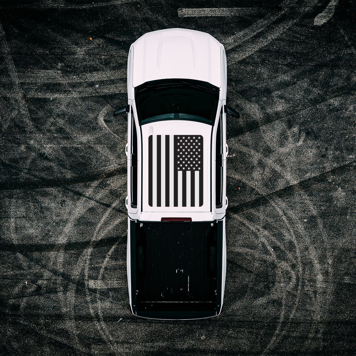 Roof Vinyl Wrap - USA Black and Silver Flag