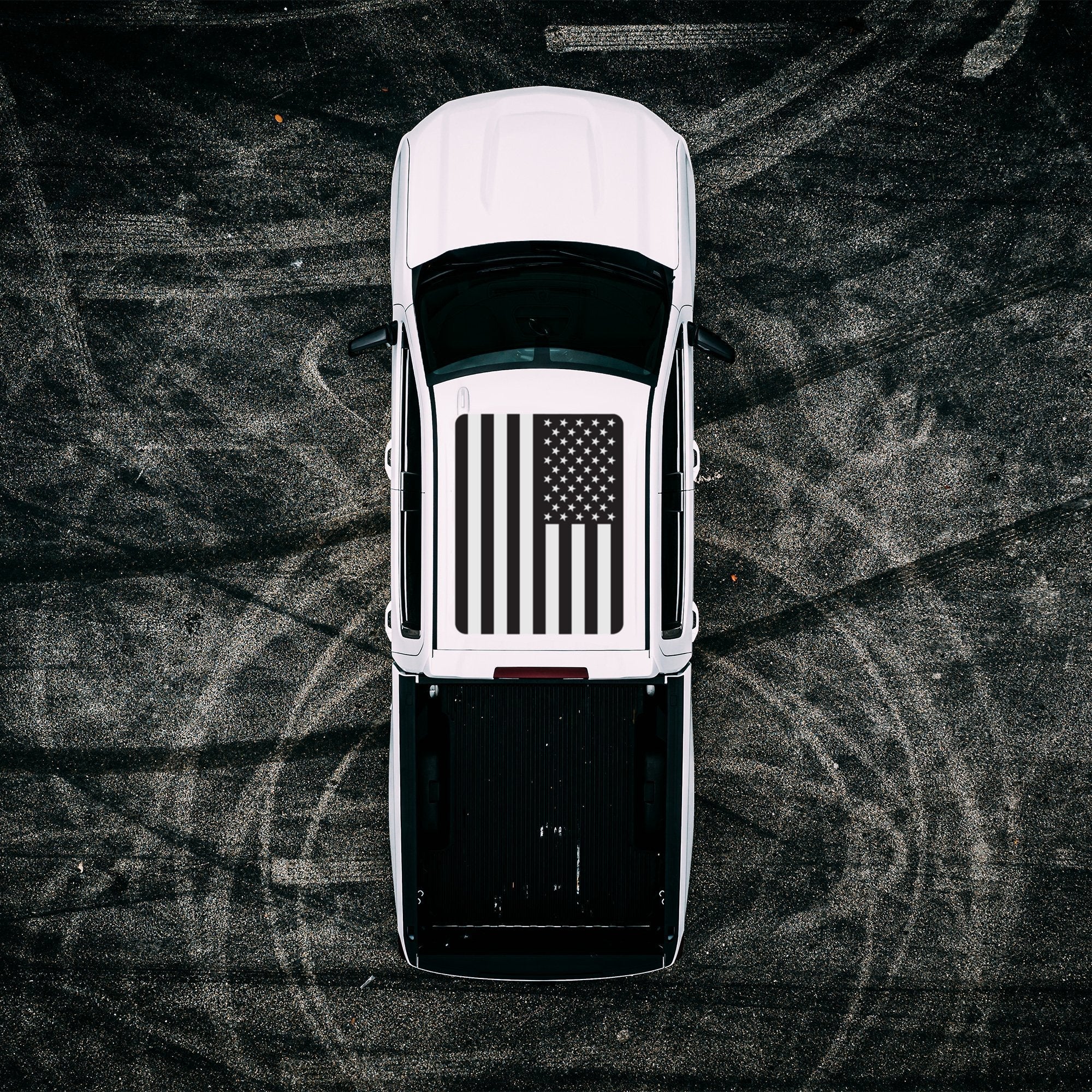 Roof Vinyl Wrap - USA Black and Silver Flag