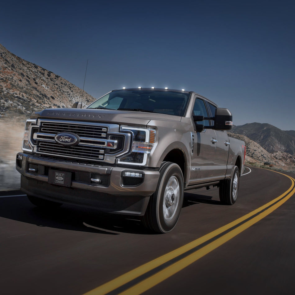 Ford Super Duty 17-22 (5-Piece Set) Cab Roof Light Kit in White High-Power LED with Smoked Lens - (Attn: This cab light kit replaces OEM factory installed cab roof lights)