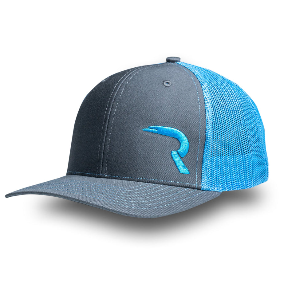 RECON "R" Trucker Snapback Hat - Gray/Teal