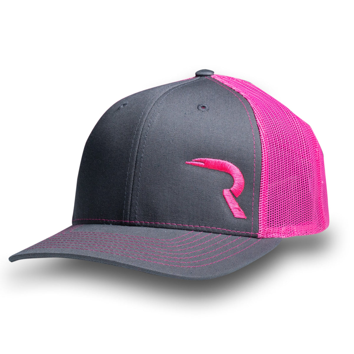 RECON "R" Trucker Snapback Hat - Grey/Pink