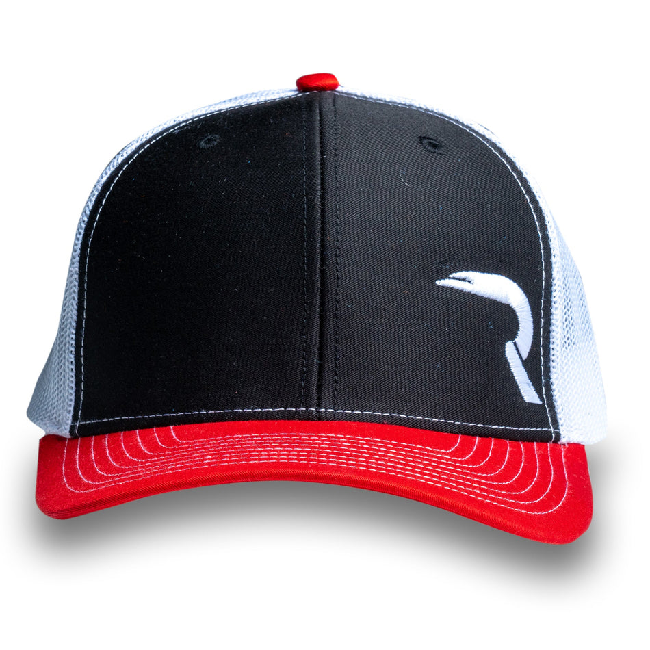 RECON "R" Trucker Snapback Hat - Black/Red/White