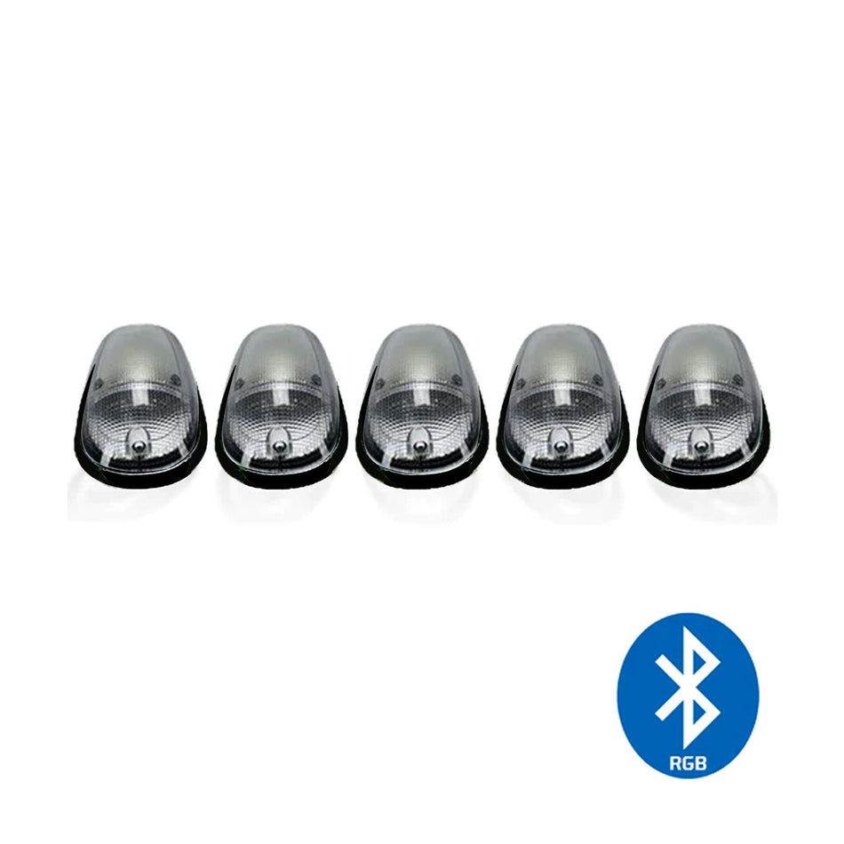 RECON Part # 264146CLRGB - Dodge RAM 03-18 Heavy-Duty 2500 & 3500 (5-Piece Set) Clear Cab Roof Light Lens with RGB (Multi-Colored) High-Power LED's