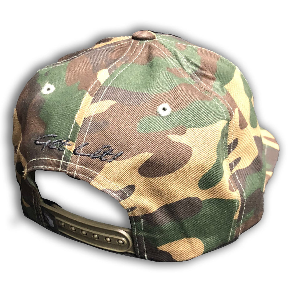 Black RECON Logo on Green Camo Hat - Snap Back