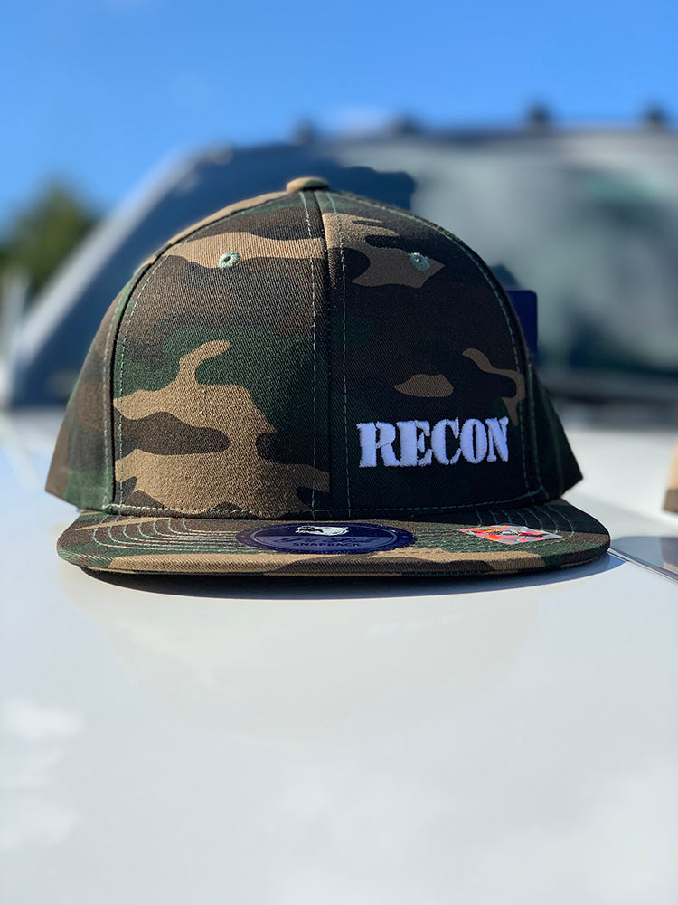 Red Patch w/ White RECON Logo on Black Trucker Hat