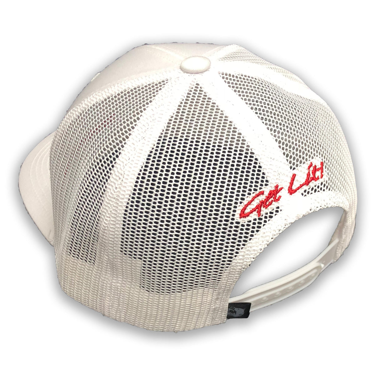 Red RECON Logo on White Trucker Hat