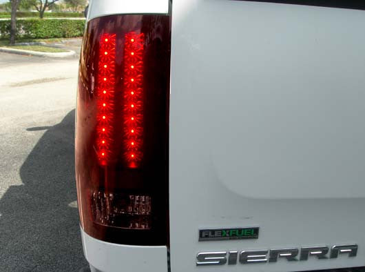 DARK RED SMOKED LED Tail Lights 07-13 GMC SIERRA 1500/2500/3500 Single Wheel ONLY